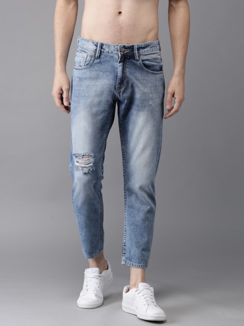 

HERE&NOW Men Blue Slim Tapered Fit Cropped Mid-Rise Mildly Distressed Jeans