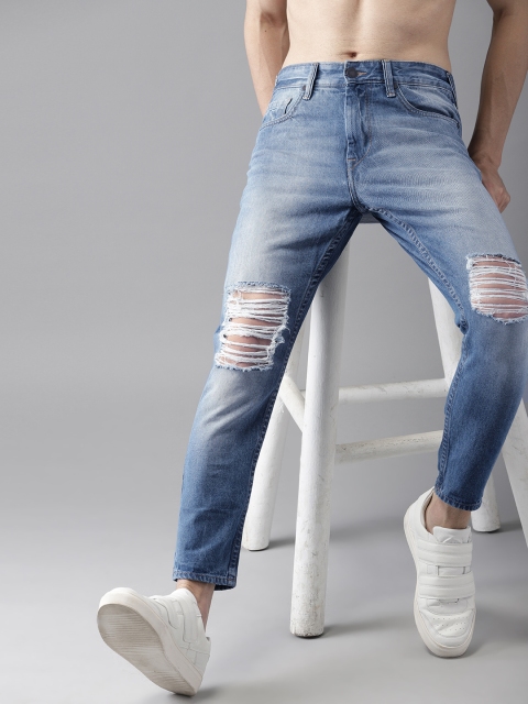 

HERE&NOW Men Blue Slim Tapered Fit Mid-Rise Mildly Distressed Jeans