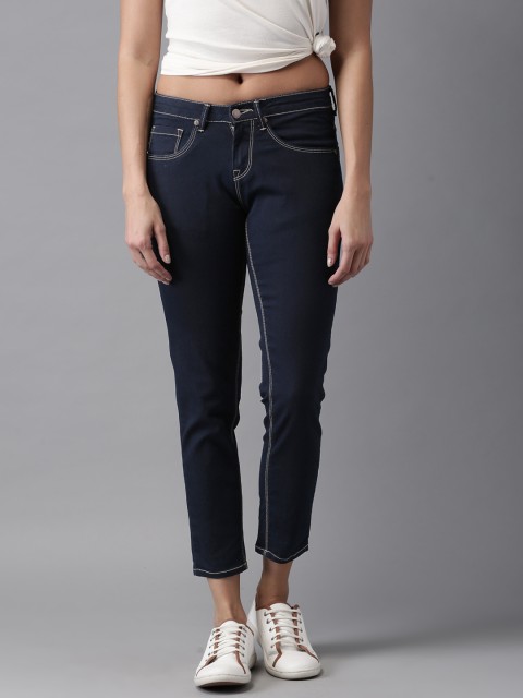 

HERE&NOW Women Blue Skinny Fit Mid-Rise Cropped Clean Look Stretchable Jeans