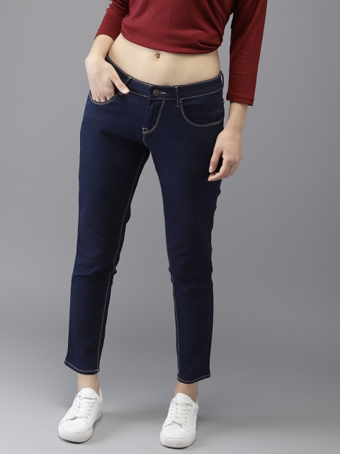 

HERE&NOW Women Blue Skinny Fit Mid-Rise Cropped Clean Look Stretchable Jeans