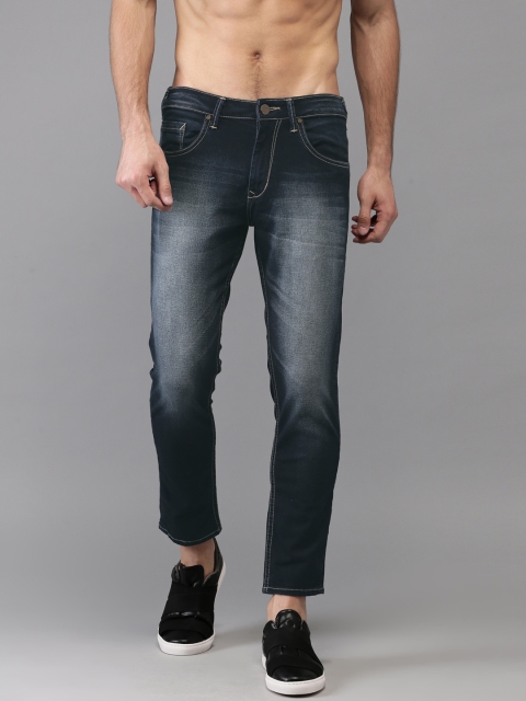 

HERE&NOW Men Blue Slim Fit Cropped Mid-Rise Clean Look Stretchable Jeans