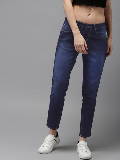 

HERE&NOW Women Blue Skinny Fit Mid-Rise Clean Look Stretchable Cropped Jeans