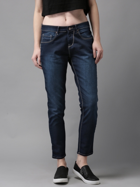 

HERE&NOW Women Blue Skinny Fit Mid-Rise Cropped Clean Look Stretchable Jeans