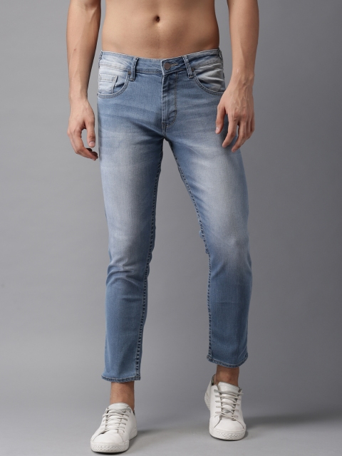

HERE&NOW Men Blue Cropped Tapered Fit Mid-Rise Clean Look Stretchable Jeans