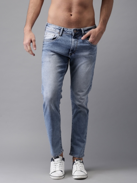 

HERE&NOW Men Blue Slim Fit Cropped Mid-Rise Clean Look Stretchable Jeans