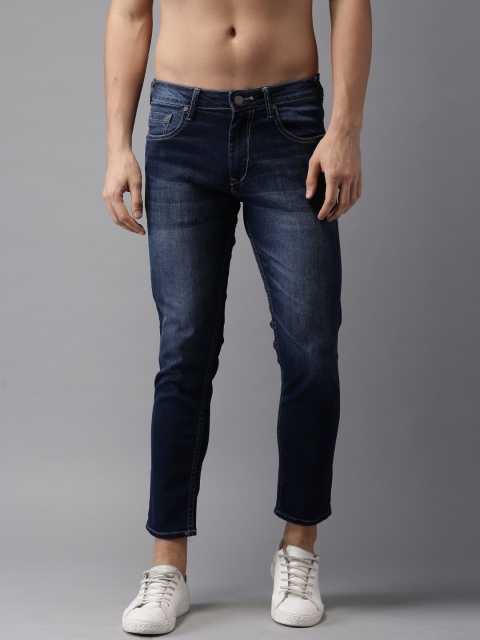 

HERE&NOW Men Blue Slim Fit Cropped Mid-Rise Clean Look Stretchable Jeans