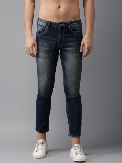 

HERE&NOW Men Blue Cropped Tapered Fit Mid-Rise Clean Look Stretchable Jeans