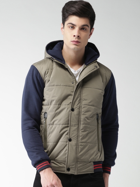 

Harvard Men Green Solid Bomber Hooded Jacket