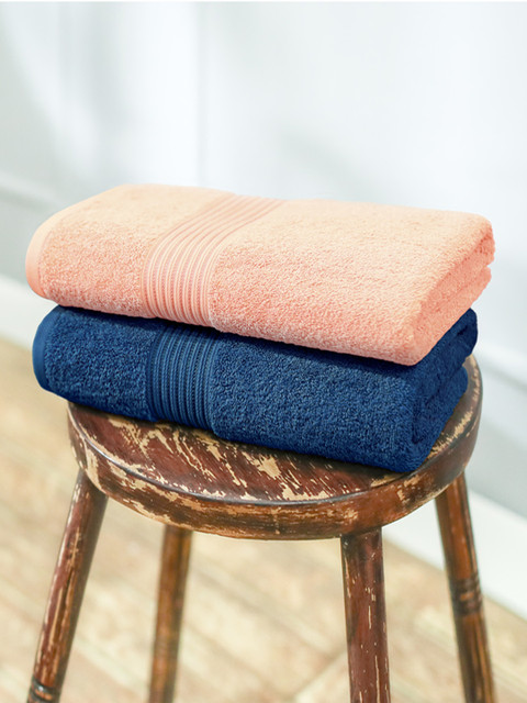 

swiss republic Set of 2 Cotton 600 GSM Bath Towel, Peach