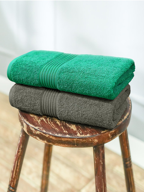 

swiss republic Set of 2 Cotton 600 GSM Bath Towel, Grey