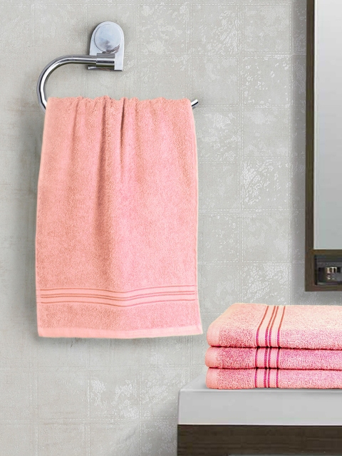 

swiss republic Peach-Coloured Set of 4 Cotton 450 GSM Hand Towels