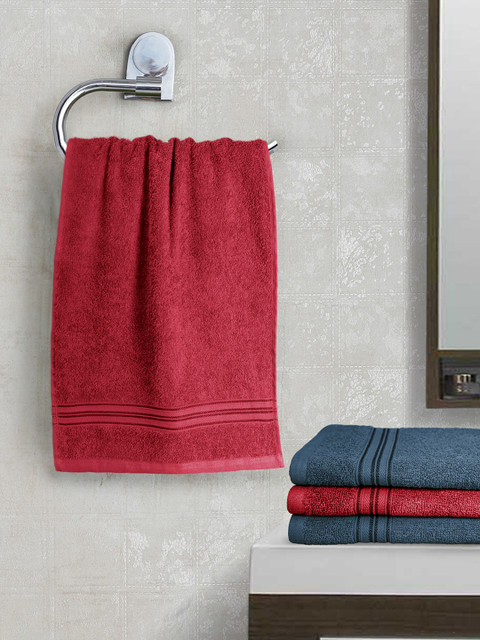 

swiss republic Set of 4 Cotton 450 GSM Hand Towels, Maroon