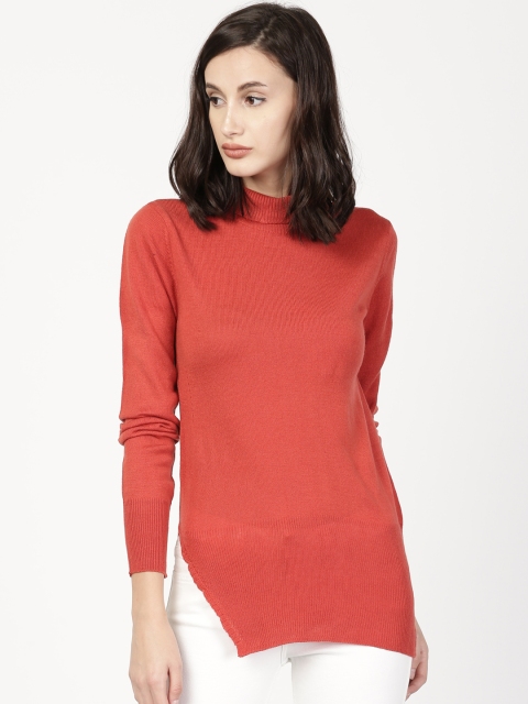 

ether Women Rust Orange Solid Sweater