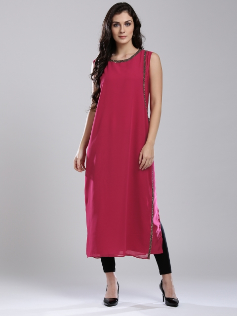 

W Women Magenta Solid A-Line Kurta