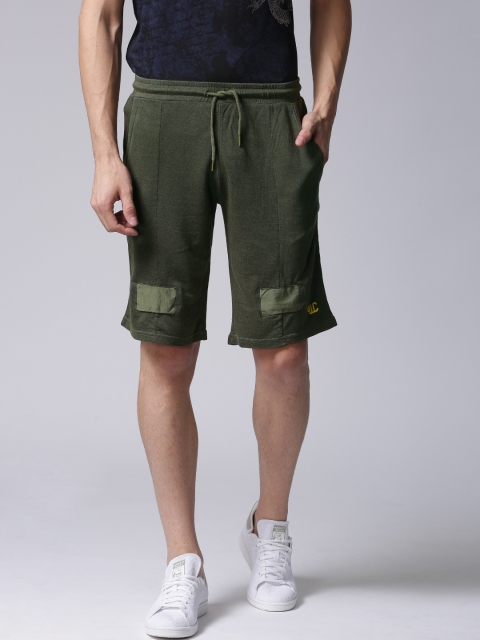 

YWC Men Olive Green Solid Regular Fit Shorts
