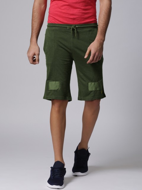 

YWC Men Olive Green Solid Regular Fit Shorts