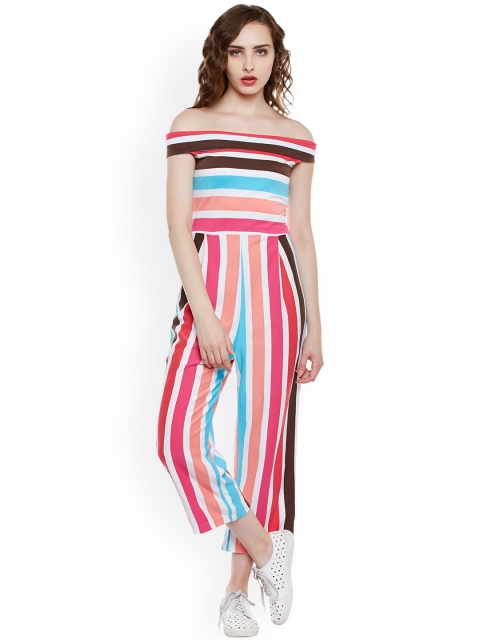 

THE SILHOUETTE STORE Multicoloured Striped Bardot Jumpsuit, Multi