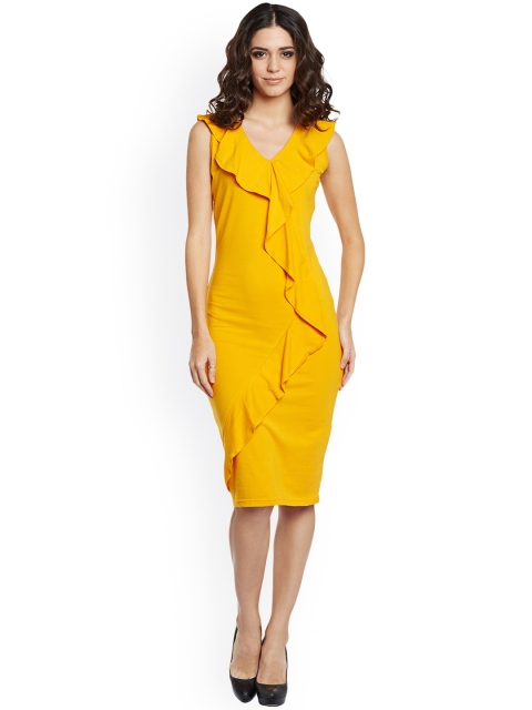 

THE SILHOUETTE STORE Women Yellow Sheath Dress