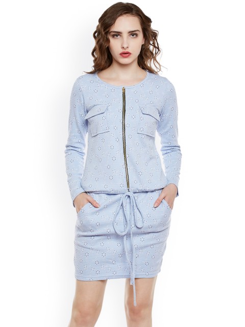 

THE SILHOUETTE STORE Women Blue Printed Sheath Dress
