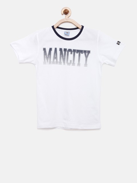 

Manchester City FC Boys White Solid Round Neck T-shirt