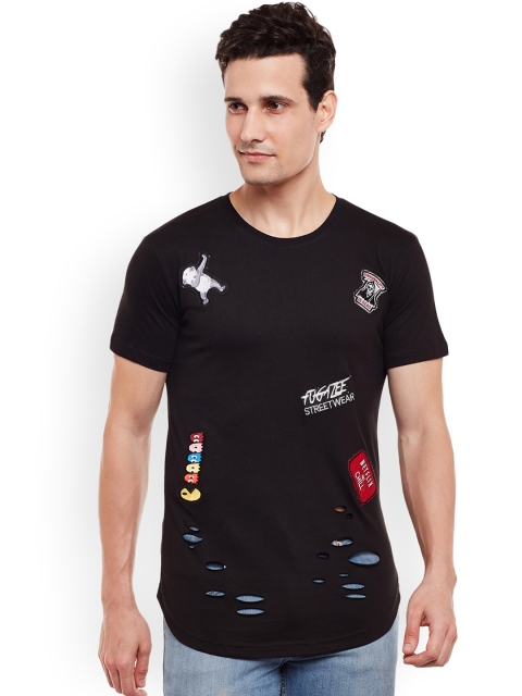 

FUGAZEE Men Black Solid Round Neck T-shirt