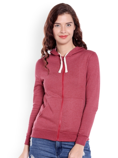 

Campus Sutra Women Maroon Solid Hooded Sweatshirt
