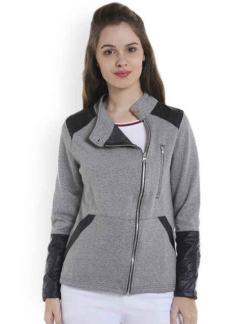 

Campus Sutra Women Grey Solid Jacket