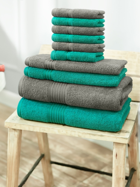 

swiss republic Set of 10 Cotton 600 GSM Towels, Grey