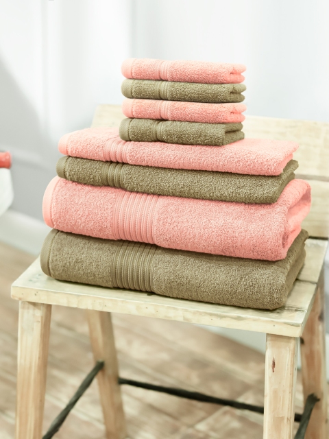 

swiss republic Set of 8 Cotton 600 GSM Towels, Peach