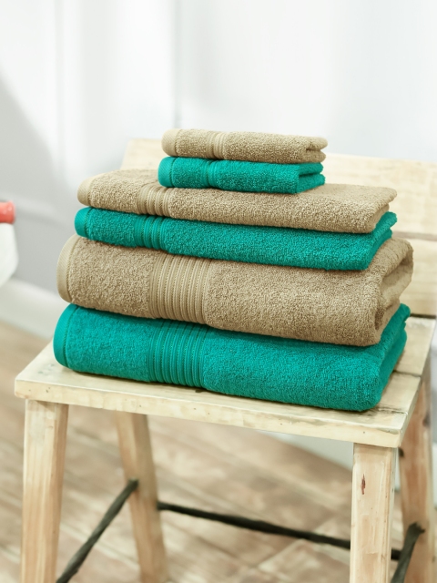 

swiss republic Set of 6 Cotton 600 GSM Towels, Green