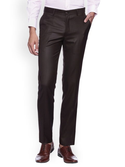 

SUITLTD Men Brown Slim Fit Solid Formal Trousers