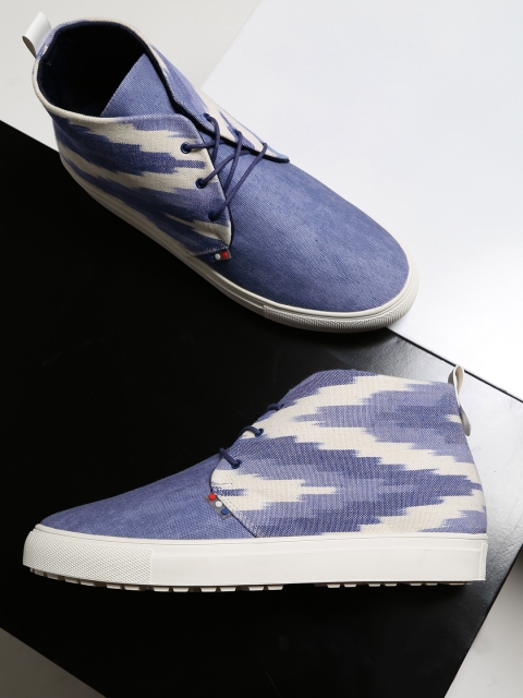 

Pepsi Men Blue & Cream-Coloured Ltd Edition Ikat Mid-Top Sneakers