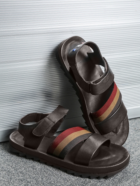 

Pepsi Men Brown Wave Handcrafted Tonal Leather Sandals