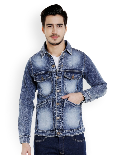

High Star Men Blue Slim Fit Denim Jacket