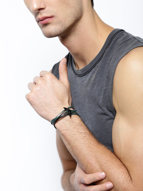 

The Bro Code Men Green Wraparound Anchor Bracelet