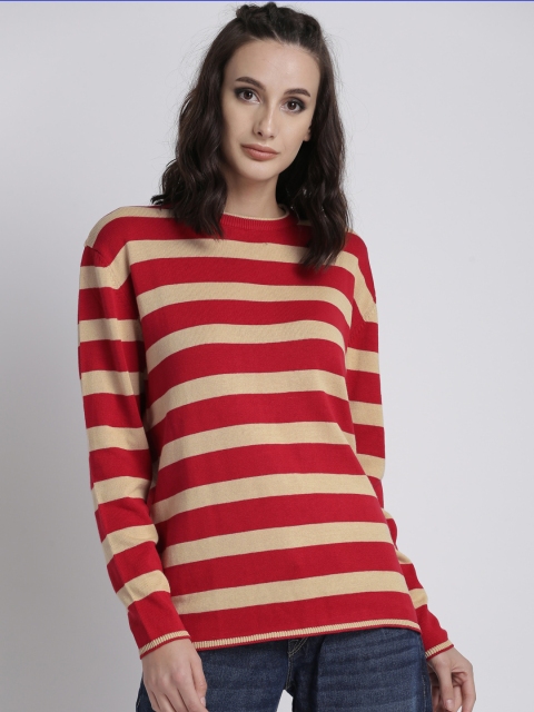

Chemistry Women Red & Beige Striped Pullover