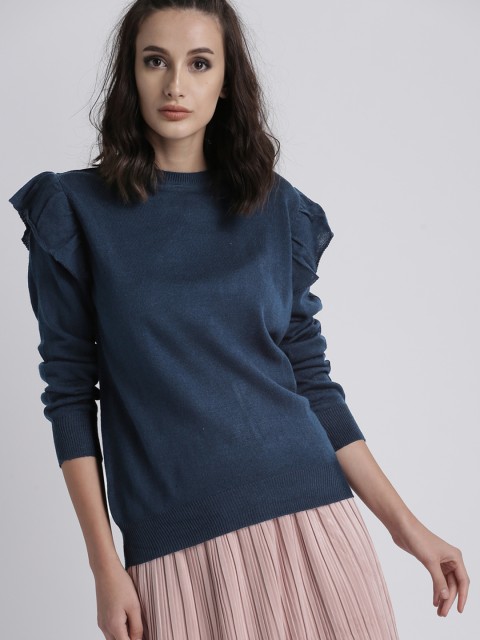 

Chemistry Women Navy Blue Solid Pullover Sweater