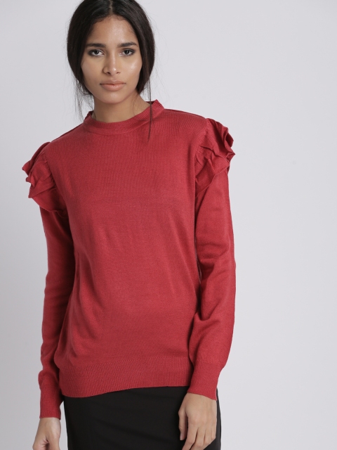

Chemistry Women Red Solid Pullover Sweater