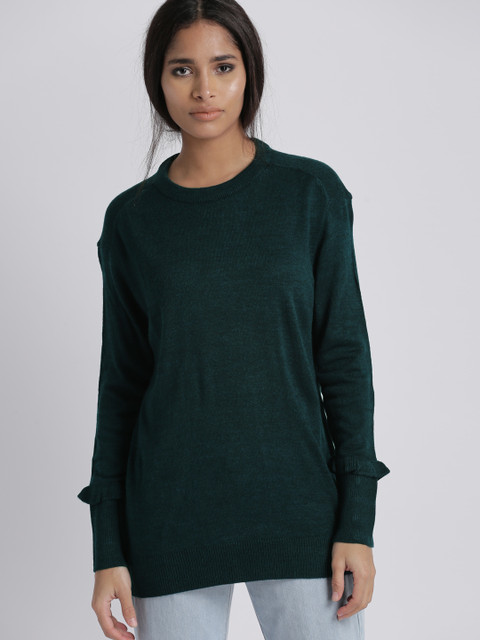 

Chemistry Women Teal Green Solid Pullover