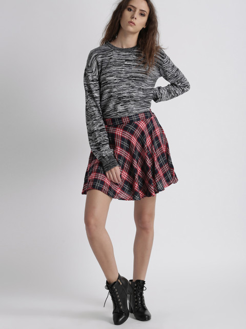 

Chemistry Women Black & Grey Self-Design Pullover