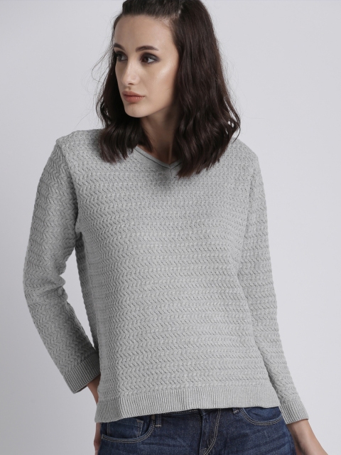 

Chemistry Women Grey Melange Solid Pullover
