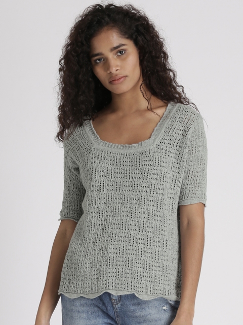 

Chemistry Women Grey Self-Design Pullover Sweater