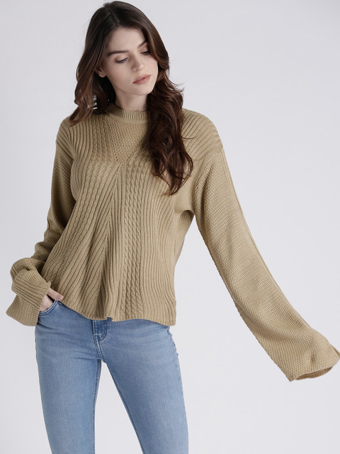 

Chemistry Women Brown Self Design Pullover