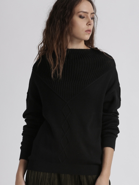 

Chemistry Women Black Self Design Pullover