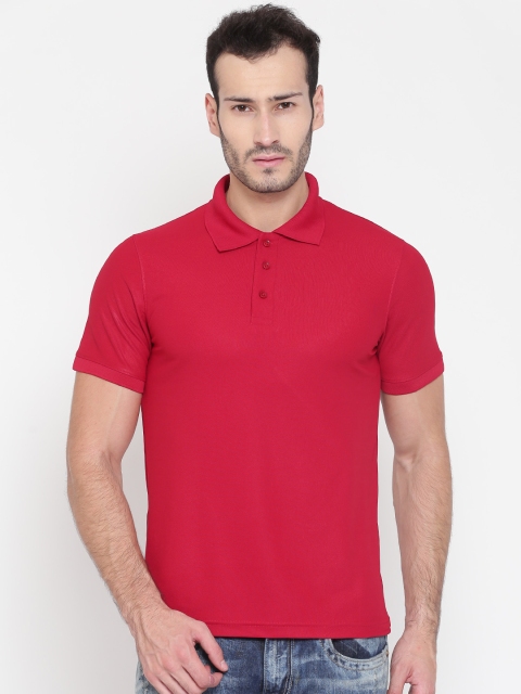 

American Crew Men Maroon Solid Polo Collar T-shirt