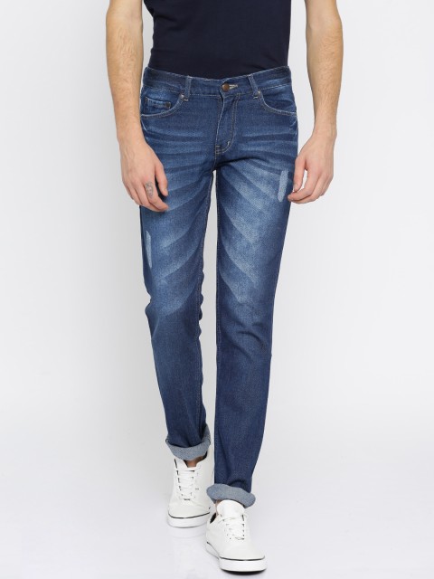 

American Crew Men Blue Straight Fit Mid-Rise Mildly Distressed Jeans