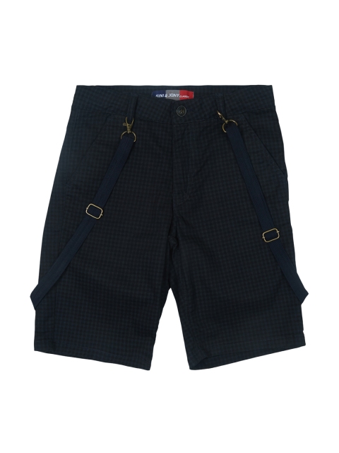 

Gini and Jony Boys Blue Checked Regular Fit Chino Shorts with Detachable Suspenders