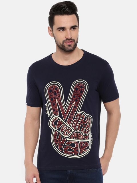 

Wrangler Men Navy Blue Printed Round Neck T-shirt