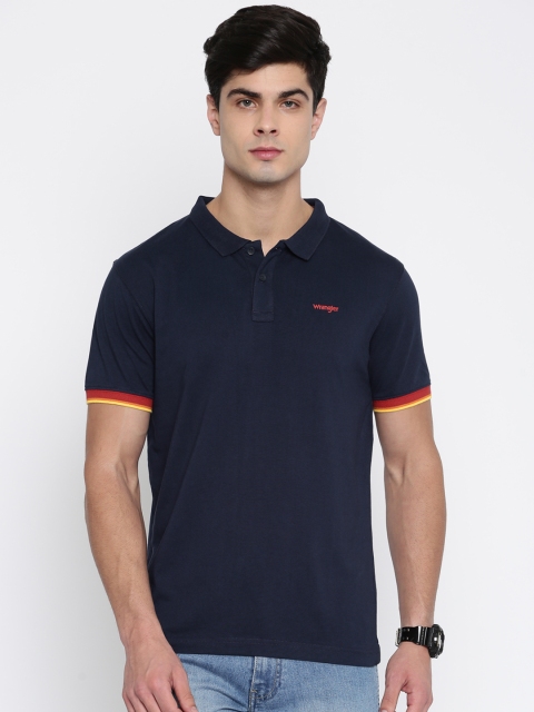 

Wrangler Men Navy Blue Solid Polo Collar T-shirt