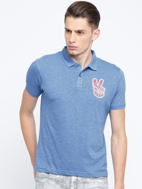 

Wrangler Men Blue Solid Polo T-shirt